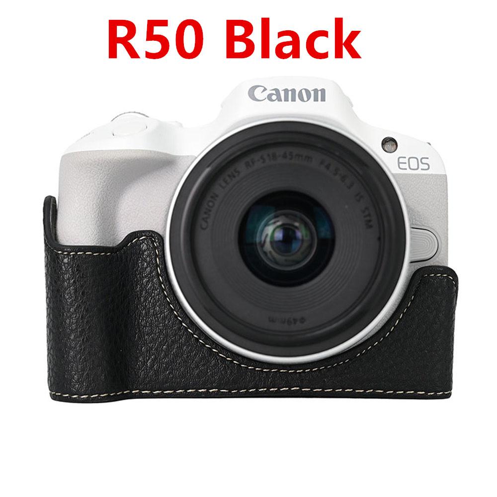 Camera Half Case for Canon EOS R50V R50 R10 200D 200DII PowerShot V1 SX70HS Bottom Battery Opening Cover PU Leather