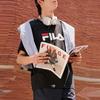 FILA Vintage American Round Neck Short Sleeve T-shirt With Logo Print Unisex Tops Black F51U328199ABK