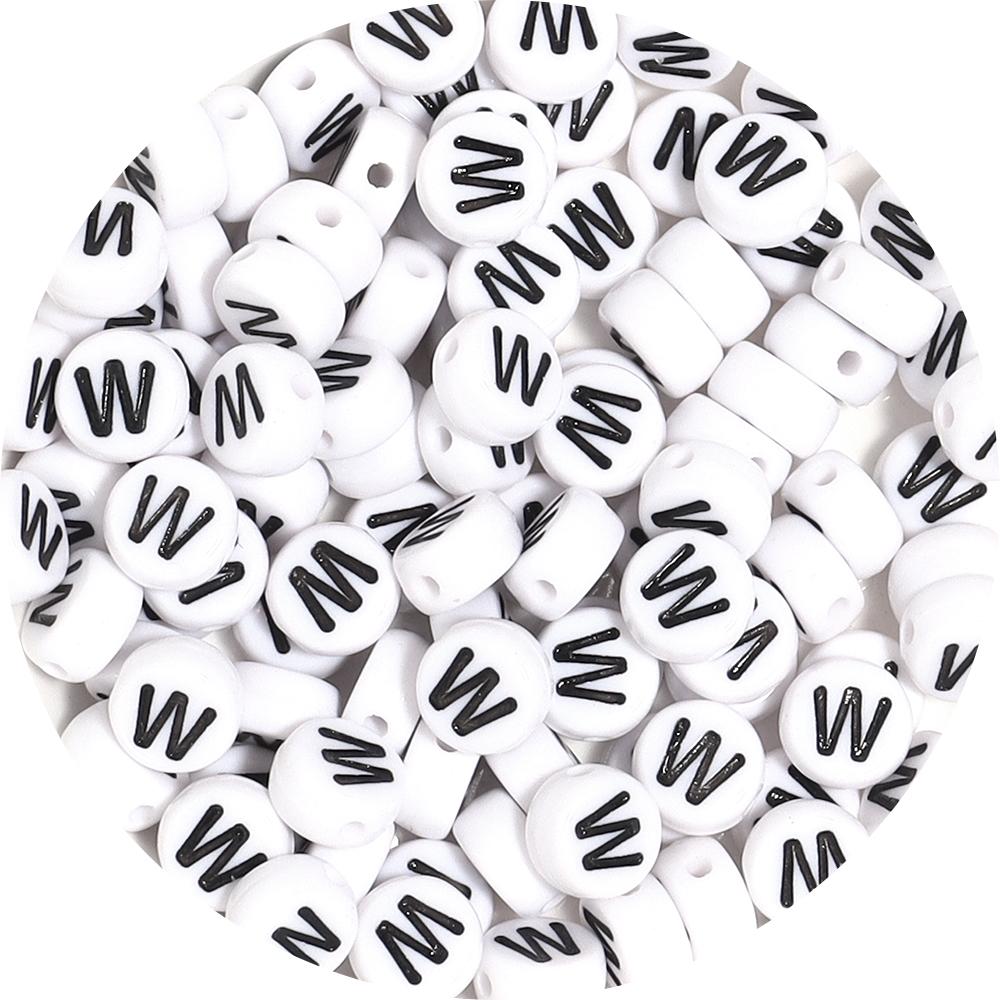 100Pcs 7mm Black White Acrylic Alphabet Beads Flat Round Loose Spacer Letter Beads For DIY Craft Bracelet Supplies Wholesale