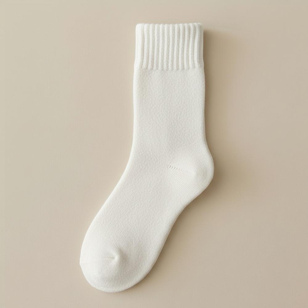 

Casual Cashmere Fuzzy Wool Socks Thermal Solid Color Mid Tube Socks Thick Long Socks For Women One Size белый