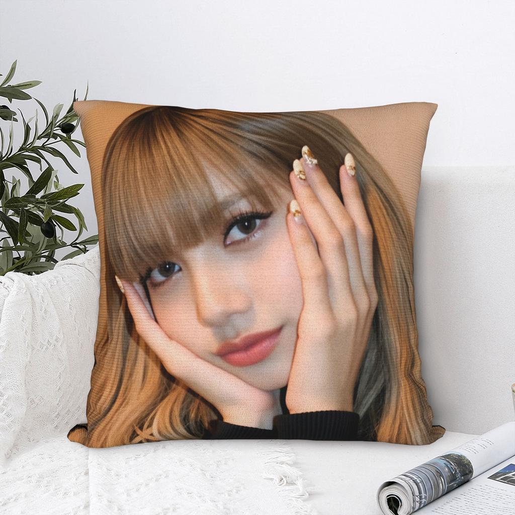 Kpop Cool Girl Lisa Pillow Cover Morden Pillow Case For Sofa Bedroom Home Decor Comfy Pillowcases Gift Idea