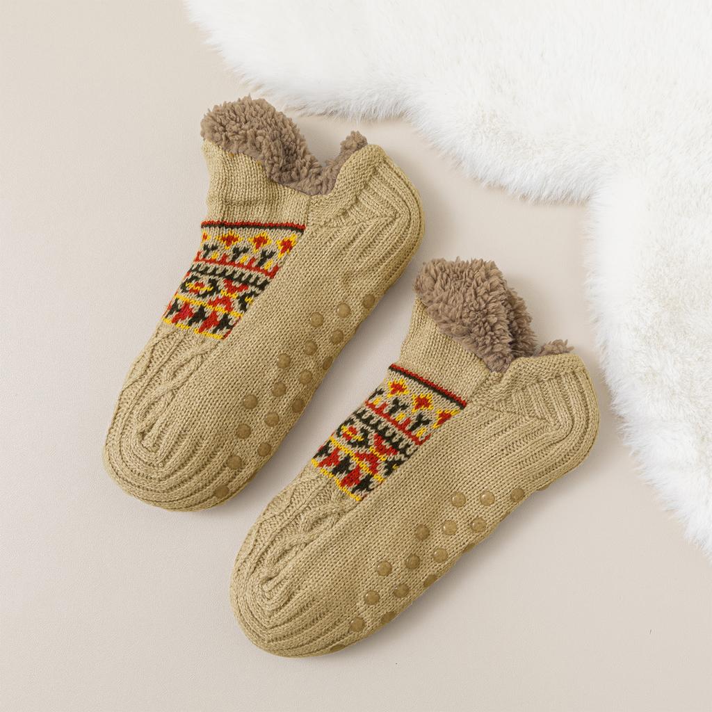 Women's Floor Socks With Plush Insulation, Women's Indoor Home Shoes And Socks, Extra Thick Plush Short Tube Socks