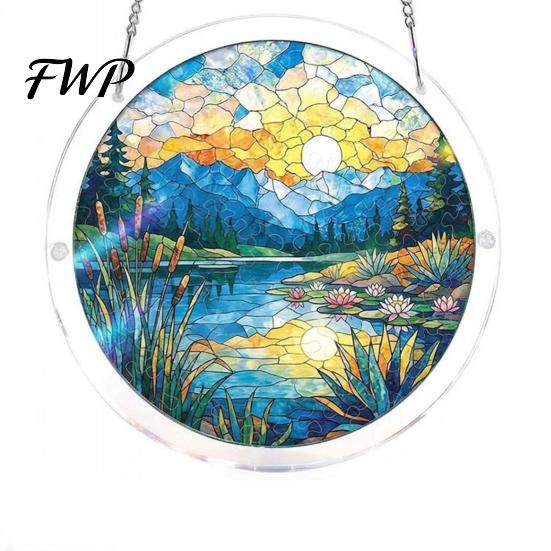 Kratzfeste Acryl-Dekorationspuzzle-Sonnfänger Buntglas-Effekt Fensterhänge-Ornament DIY Bunter Lichtreflektor Kunst-Sonnenfänger