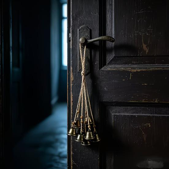 Vintage Bronze Bell Craft Bohemian Metal Pendant with Wooden Beads & Jute Rope, Retro Rustic Garden Chime Hanging Wind for Home Window Door
