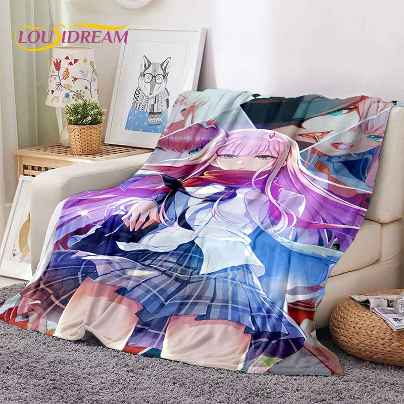 Zero Two Sexy Girl DARLING in The FRANXX Cartoon Flannel Blanket for Bed Bedroom Sofa Picnic,Throw Blanket for Outdoors Leisure