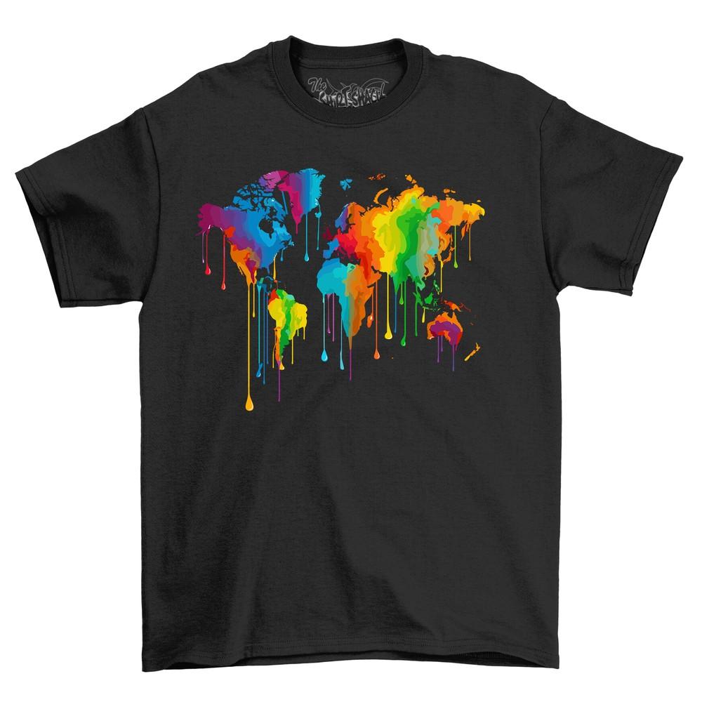 World Paint Drip Design t-shirt - Unleash Your Inner Artist! Colorful and Vibran