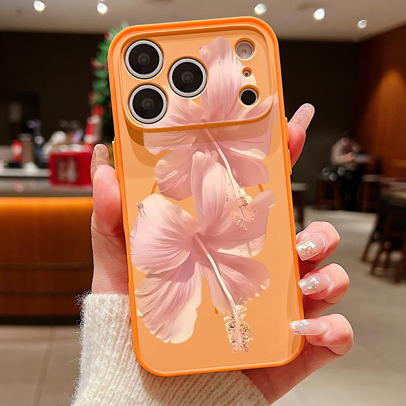 Pink Hibiscus Flower Pattern For iPhone 17 Pro Max Funda iPhone 16 15 14 13 Pro Max Skin Feeling Magnetic For Magsafe Shockproof Bumper Cover