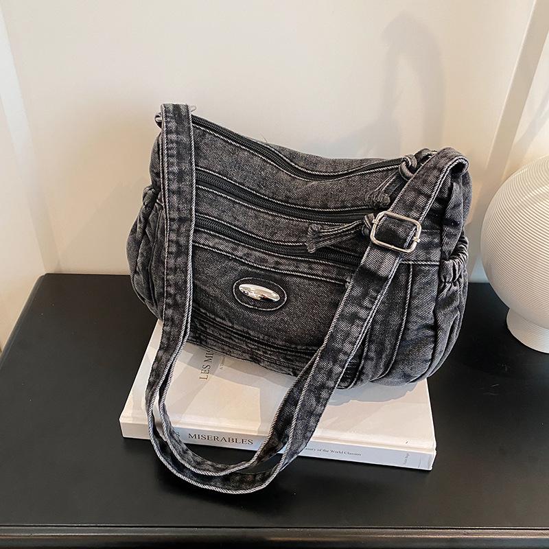 Denim Laid-back Style Retro Single-shoulder Bag Backpack Travel Mom Bag