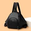 Schwarzer gewebter Kunstleder-Rucksack Freizeitrucksack