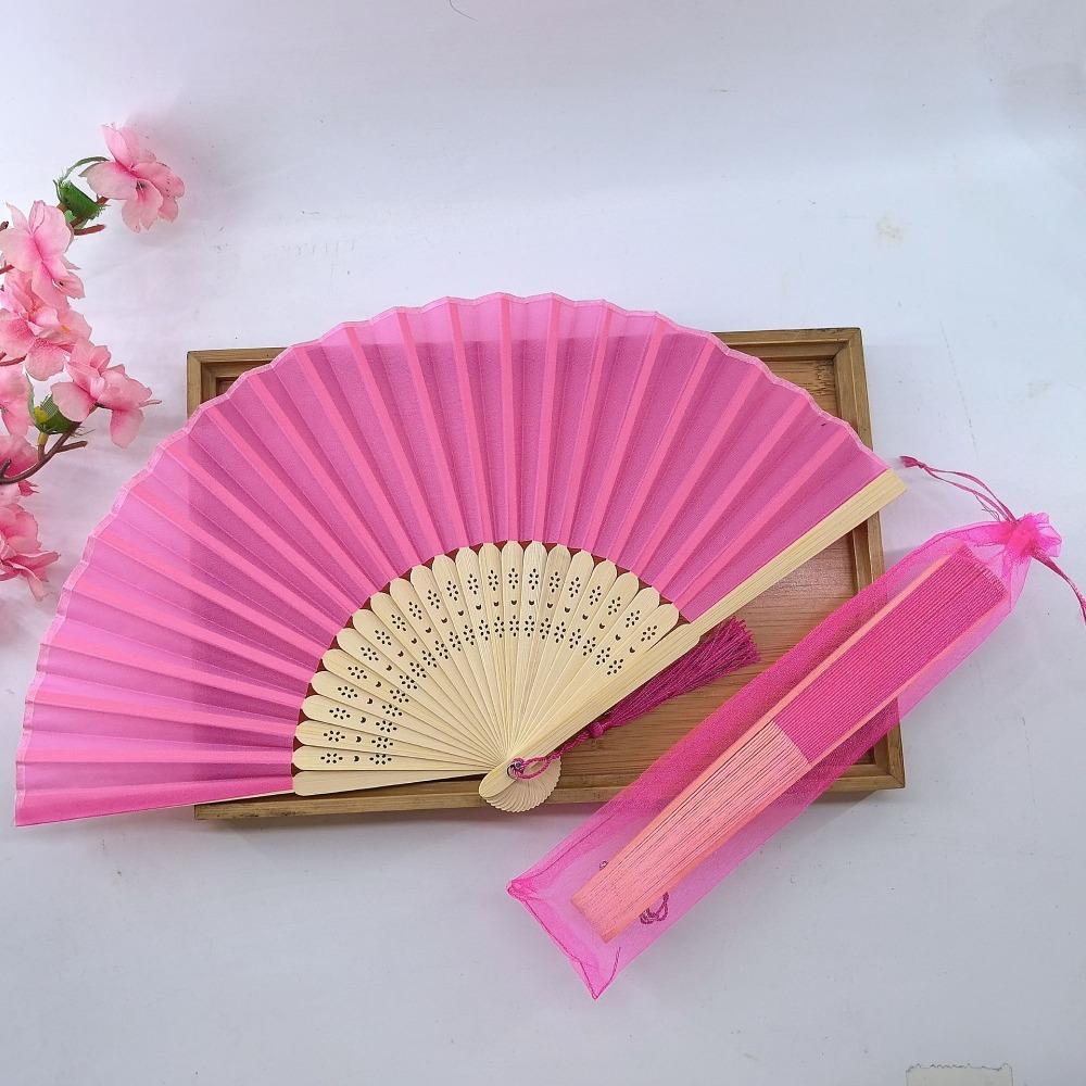 Wear Resist Folding Fan Cooling Tool Bamboo Hand Fan Fashionable Silk Hand Fan Festival Party