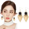 Women Tassel Geometric Earrings Long Round Retro Fashion Earrings