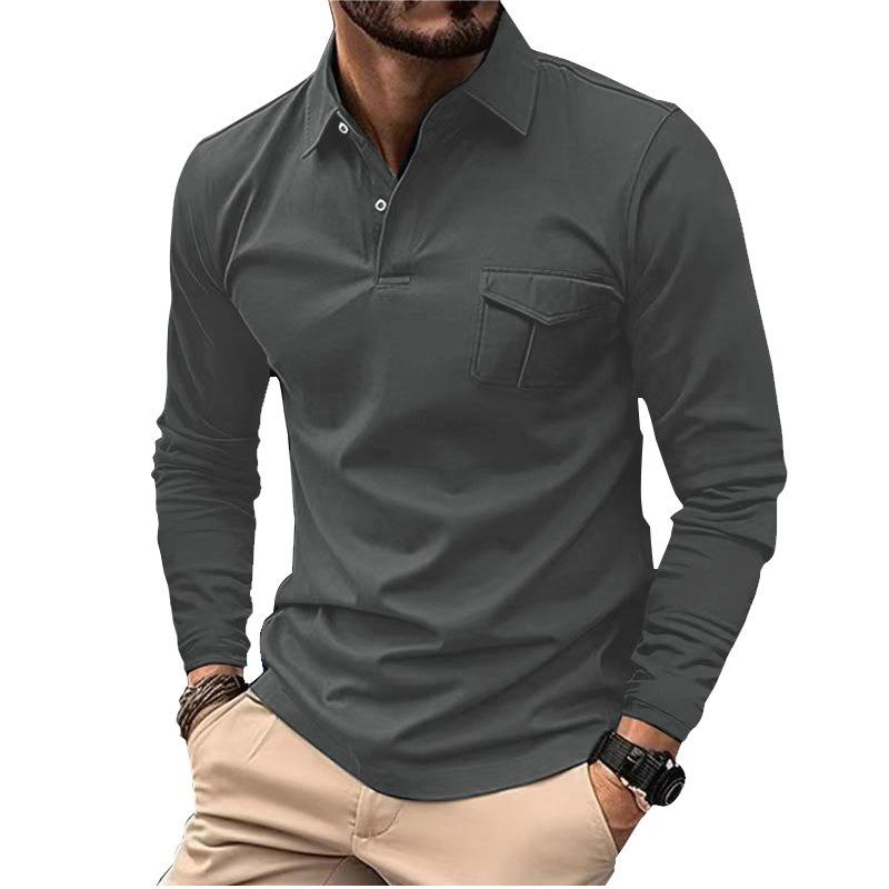 Spring/Autumn New Arrival Men's Long-Sleeved Polo Shirt Casual Collared Sports Polo Shirt Solid Colour Top