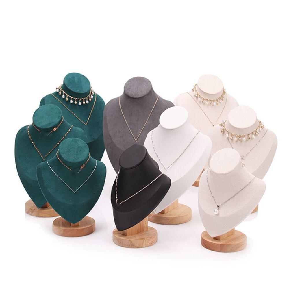 Velvet Jewelry Storage Rack Wooden Neck Display Props High Quality Display Model  Necklace