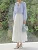 Feiyuan Women's Versatile Pleated Mesh Midi Skirt - Early Spring, Breathable, Large Hem, Commuter Style.
