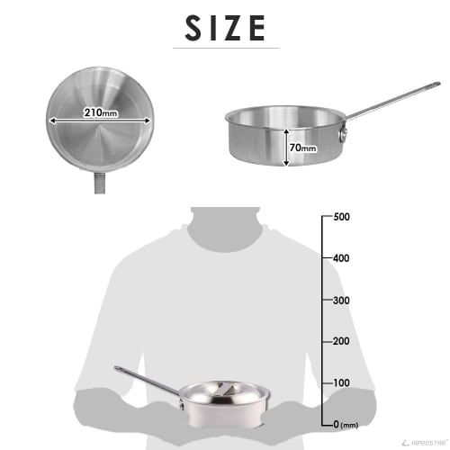 KIPROSTAR Commercial Aluminum Saucepan, Shallow, 21cm, 2.3L Capacity (Gas Only)