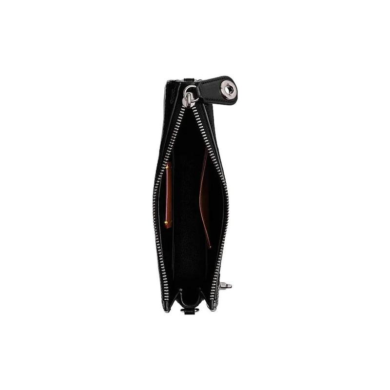 COACH Penn 21 solid color sequin card slot turn-buckle zipper closure cow leather armpit bag hand shoulder bag small size women's black