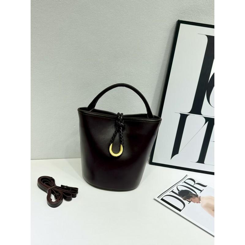 Soft Vegan Leather Bucket Bag Women Casual Crossbody Tote With Woven Detail Medium Size Multiple Colors