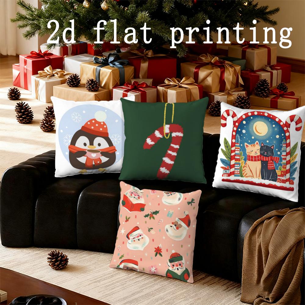 Home Decor Christmas-themed Cute Animal & Pattern Pillows Pattern Cushion Cover Suitable for Sofa Bedroom Car Pillow Cover