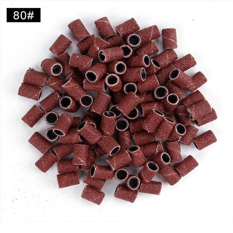100pcs Bands Polishing Milling Machine Accessories Nail Art Sanding Tool 80''/120''/180" UV Gel Acrylic Polish Remover Bits F