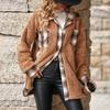 Warm Winter Women Fleece Coat Mid Length Plaid Single Breasted Lapel Outerwear Europe America