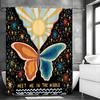 Butterfly Sun Star Shower Curtain, Bathroom Decorative Shower Curtain, Waterproof Shower Curtain with Hooks