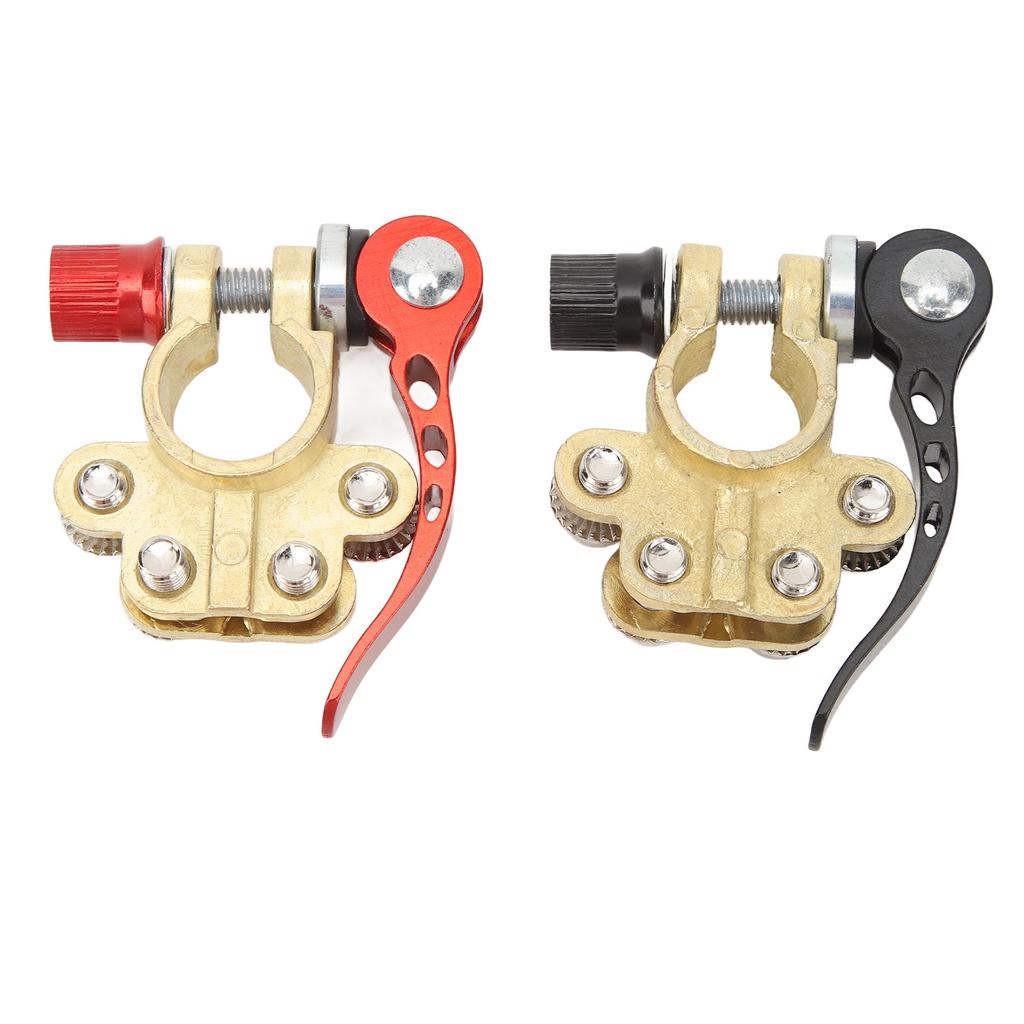 2 Stück Kfz-Batterieklemmen mit 4-poligem schwarz-rotem Bootsanhänger-Klemmenanschluss für SAE- oder JIS-Typ-A-Pfosten