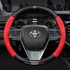 Car Steering Wheel Cover Carbon Fiber Pattern Leather Sleeve Keyring For Toyota Corolla Yaris RAV4 Prius CHR Camry Prado Supra