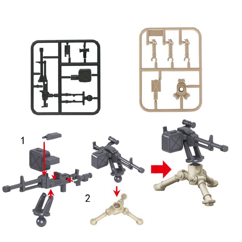WW2 Military Scene Accessories Building Blocks Machine Gun Rifle Robot Wolf UAV MOC Bricks Toy