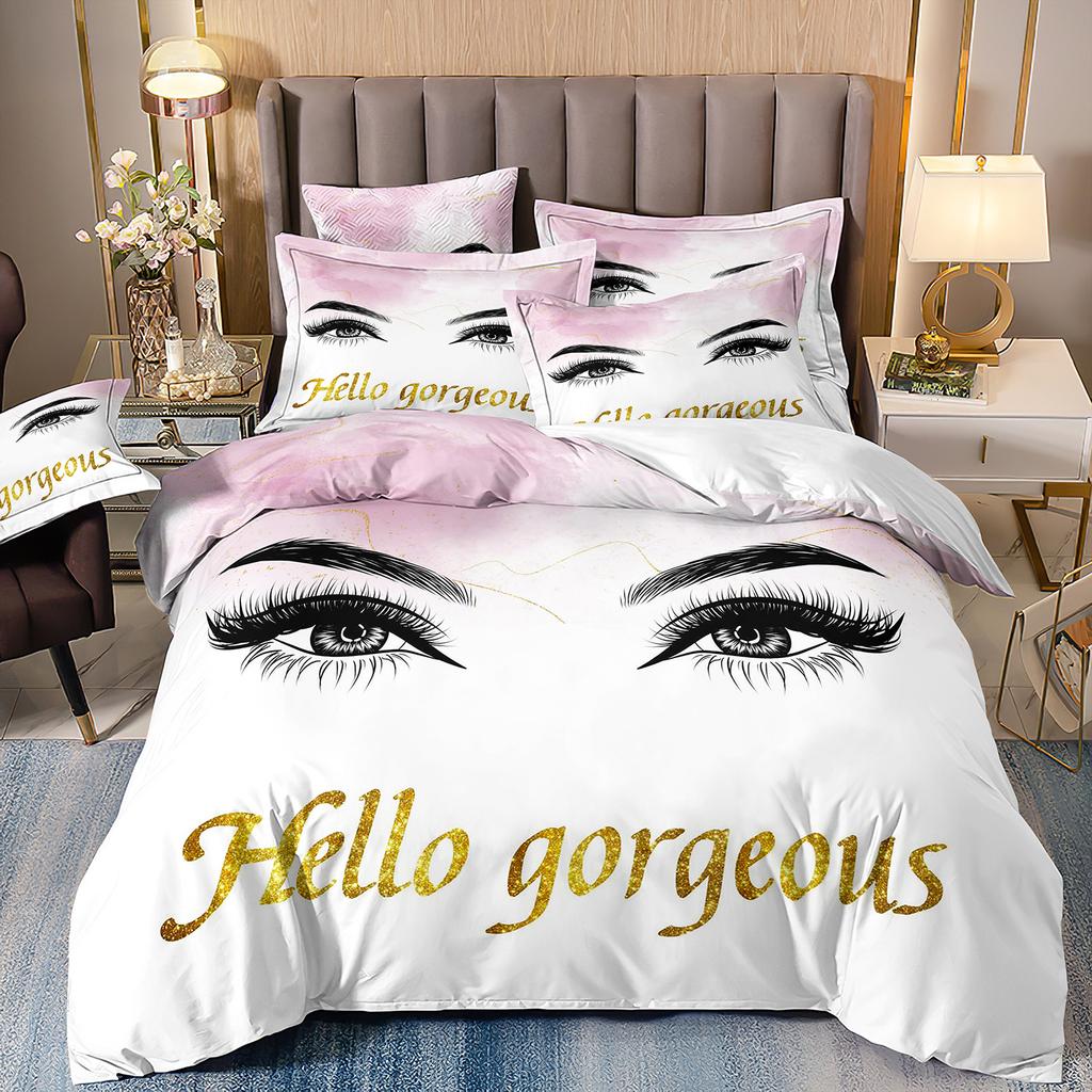 Home Textiles Eyes Eyelashes Mouth 3D Printing Four-Piece Quilt Cover Three-Piece Duvet Cover