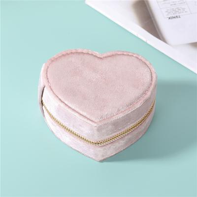 Moda Kalp Şekilli Mücevher Kutusu Mini Seyahat Taşınabilir Fermuarlı Mücevher Vitrinleri Kolye Yüzük Küpe Bilezik