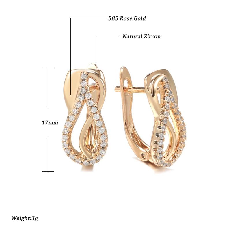 Luxury Geometry  Rose Gold Color Drop Earrings For Woman Fashion Natural Zircon Accessories Daily Vintage Jewelry