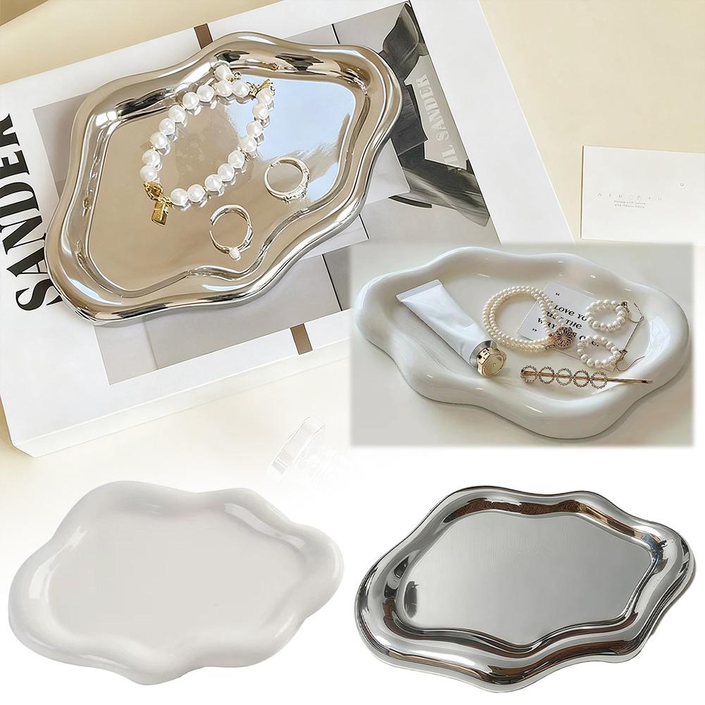 Simple Jewelry Storage Tray Creative Cloud Shapes Electroplated Jewelry Earrings Ring Display Desktop Dish