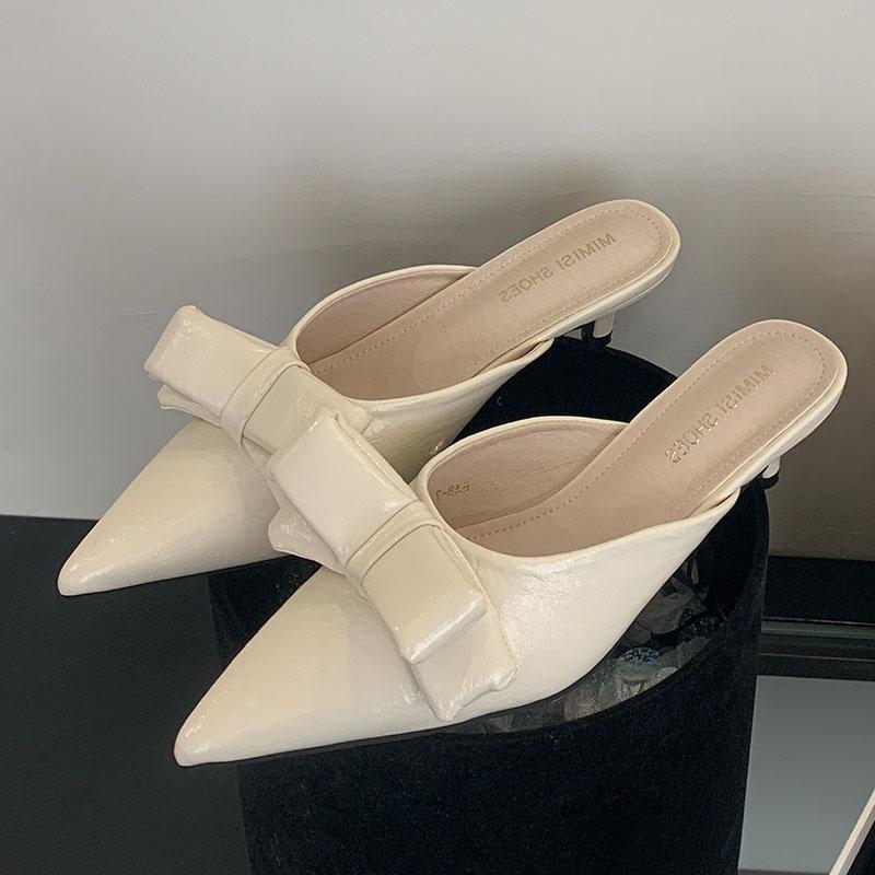 

Модная розовая обувь Модные туфли-слайды на каблуке с острым носком Женская обувь Шлепанцы Женские шлепанцы на низком каблуке Мюли 35 бежевый