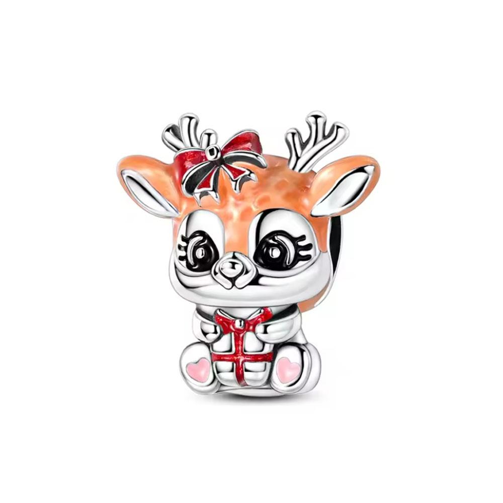 New Cute Blue Fox Rabbit Cartoon Necklace 925 Silver European Style Bracelet DIY Women's Charm Fashion Jewelry Gift