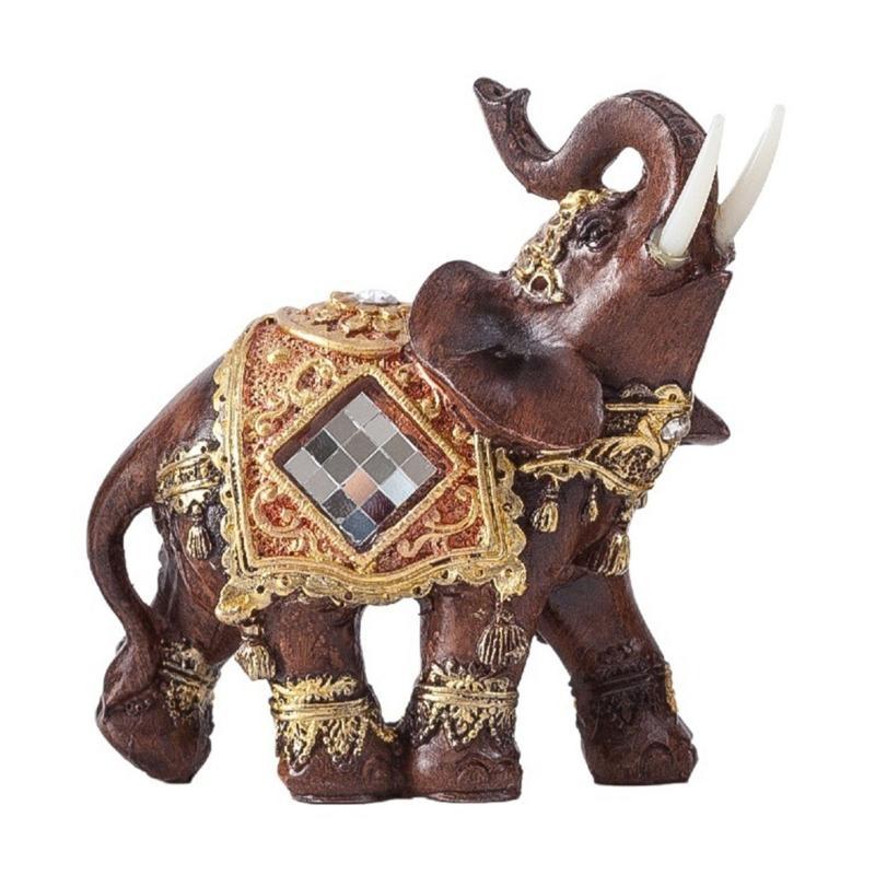 Thai Ceremonial Elephant Statue Figurine Bring Good Luck Wealth Resin Sculpture