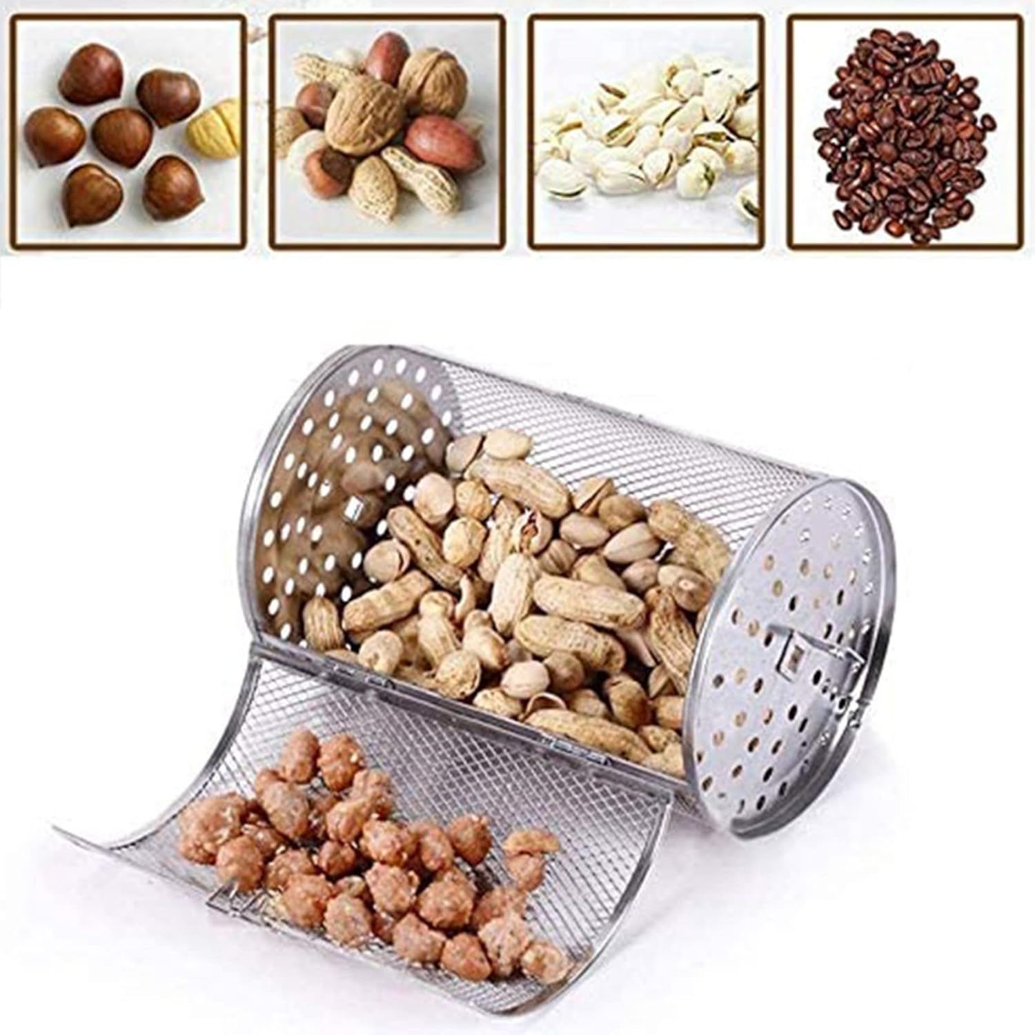 

Аэрофритюрница с вращением на 360 градусов, корзина из нержавеющей стали, клетка для гриля для кухонной электрической духовки 12x12x18см