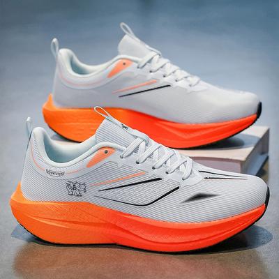 Herrenschuhe Sommer atmungsaktives Netz Fly-Woven ältere Kinder Sportschuhe Weiß Marathon Herren Leichte stoßdämpfende Laufschuhe
