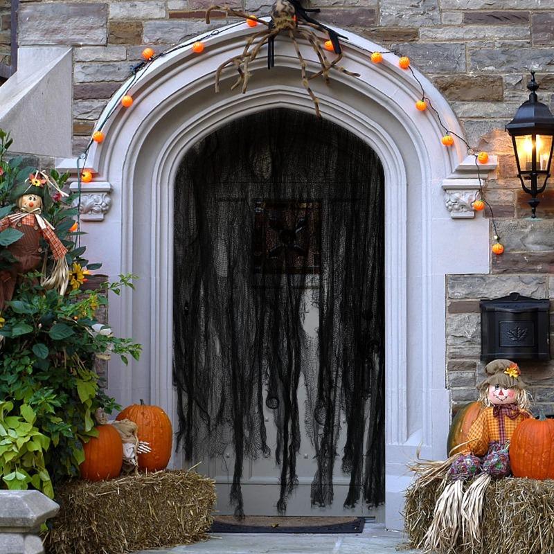 Black Halloween Gauze Creepy Cloths Giant Spider Web For Halloween Party Home Scene Decor Horror House Horror Props 76X198cm