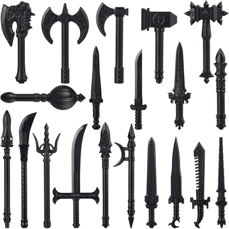 MOC Medieval Weapon Knight Building Block Accessories Character Helmet Hat Academic Gown Axe Sword Shield Brick Toy Gift K073