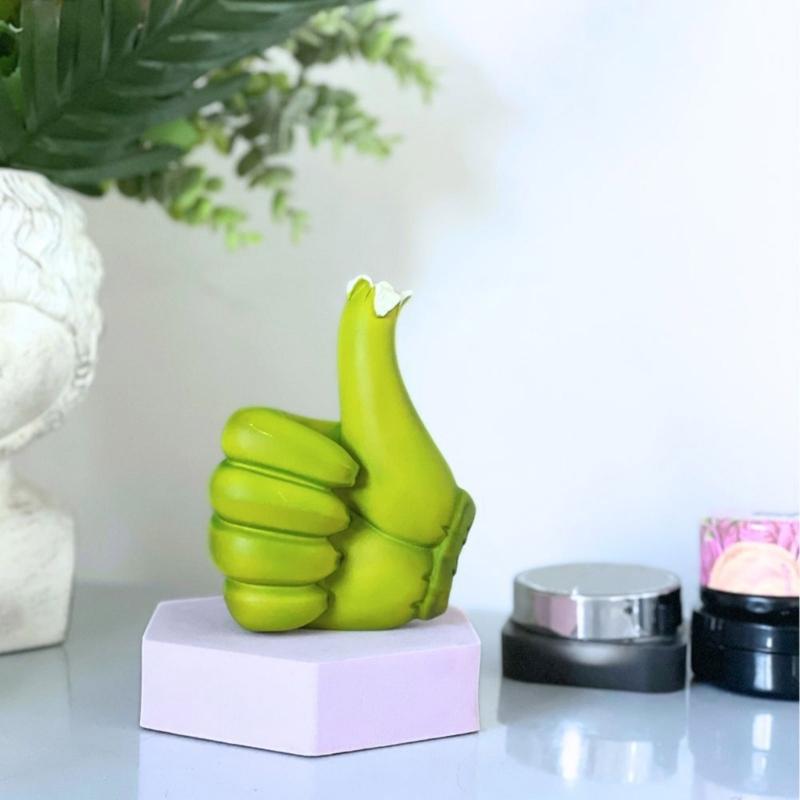 Unique Resins Banana Thumb Up Hand Gesture Figurine Ornament for Home Living Room or Office Tabletop Novelty Decors