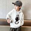 Y2K Kids Hoodie Sweatshirt Funny Upside Down Black Cat Print Long Sleeve Pullover
