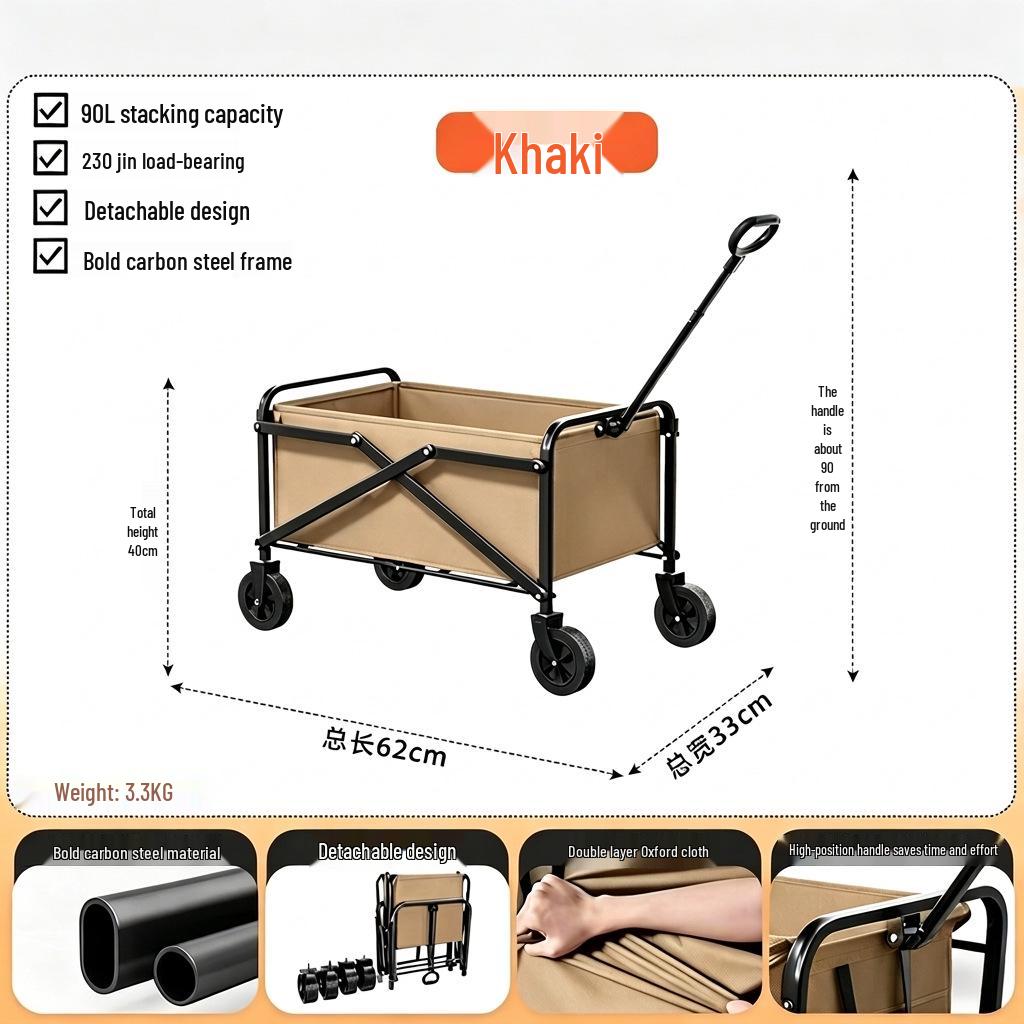 Foldable Outdoor Camping Hand Cart - Portable Trolley for Picnic & Outing