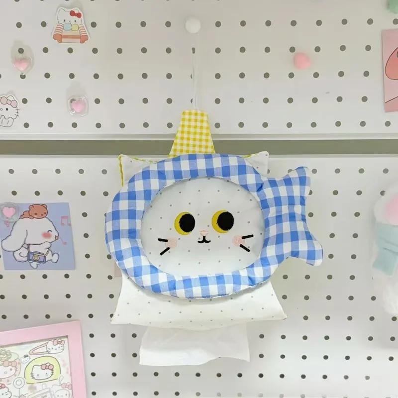 Cartoon Cat Paper Bag Wall Mounted Fabric Handmade Tissue Cover Household Dormitory Car High Appearance Level Creative Paper Bag