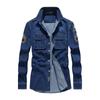 Spring and Autumn Men's Cowboy Workwear Long Sleeved Shirt Casual Shirt Coat