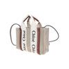 Chloe Woody Logo Print Linen Canvas And Calfskin Tote Bag Women Tote Bags Beige Brown CHC22AP237I2690U