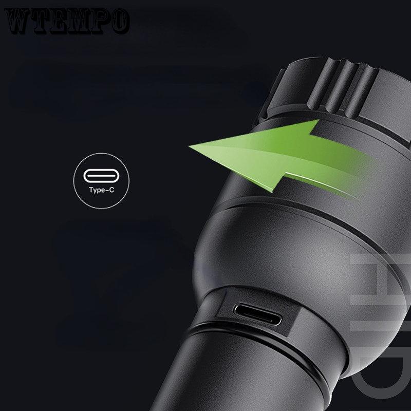 USB Rechargeable Household Outdoor Camping Waterproof Power Display Lighting Zoom Glare Flashlight