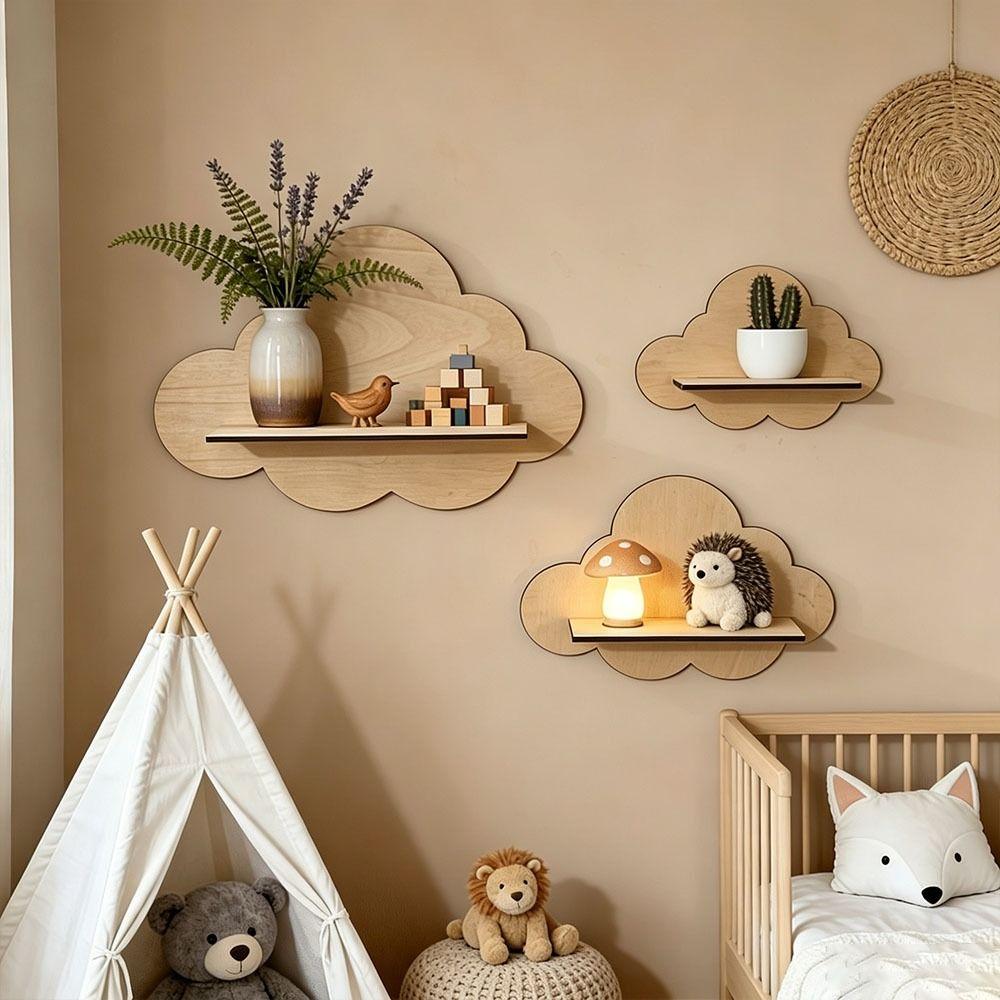 Durable Stable Cloud Shaped Wall Shelves Wall Mounted Cloud Bookshelf Nursery Decor