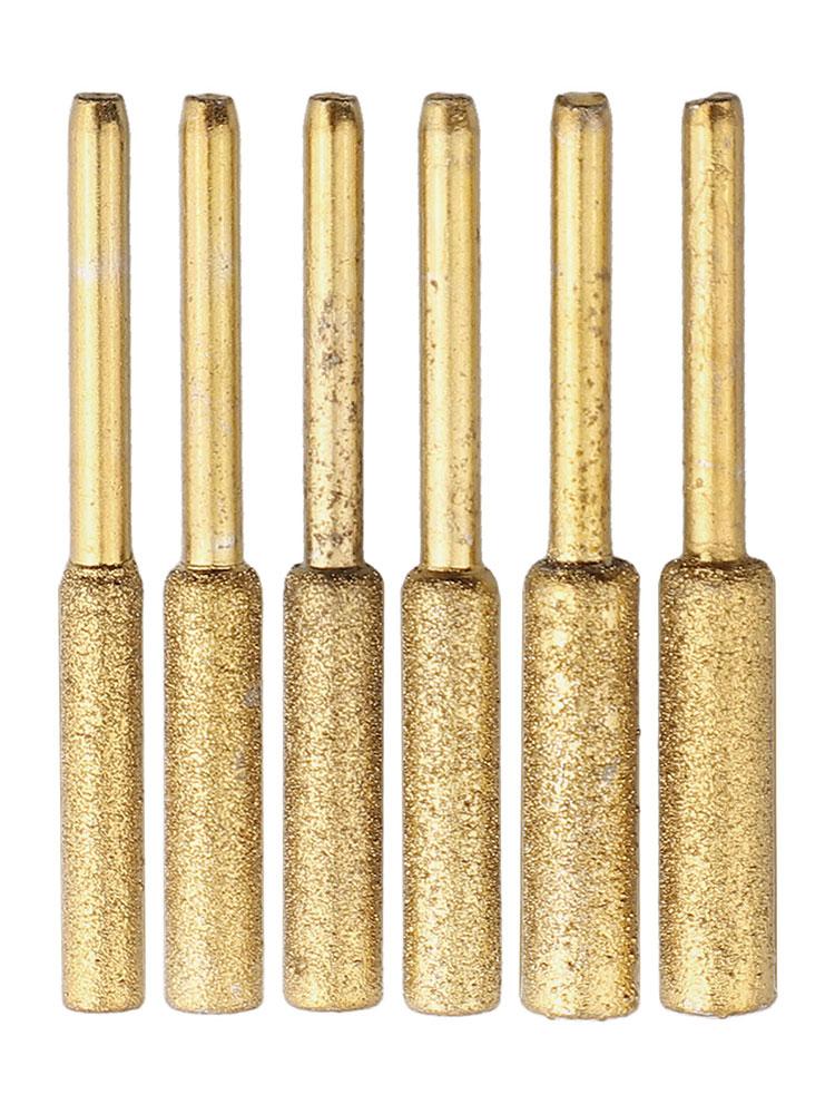 6pcs Coated Cylindrical Burr Chainsaw Sharpener Stone File Chain Saw Sharpening Carving Grinding Power Tools Kit