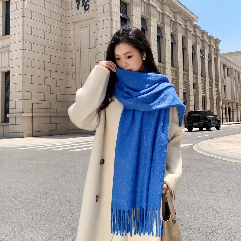 Luxury Faux Mink Scarf Women Men Solid Color Winter Warm Shawl Korean Style Chic Neck Wrap 208x70cm