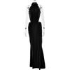 Sexy and elegant neck halter dress waist hollow pleats slim fishtail dress dress
